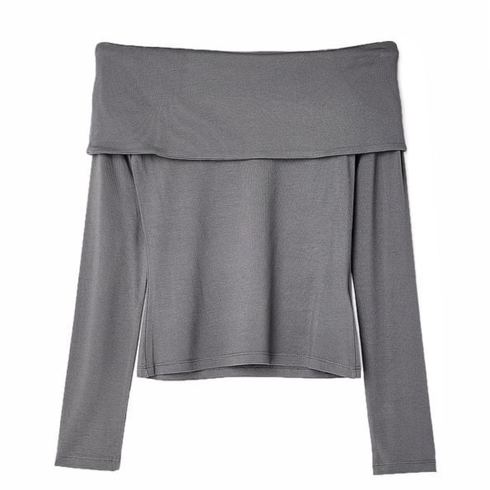 NA-KD Gray Soft Line Long Sleeve Top Medium - Picture 2 of 8